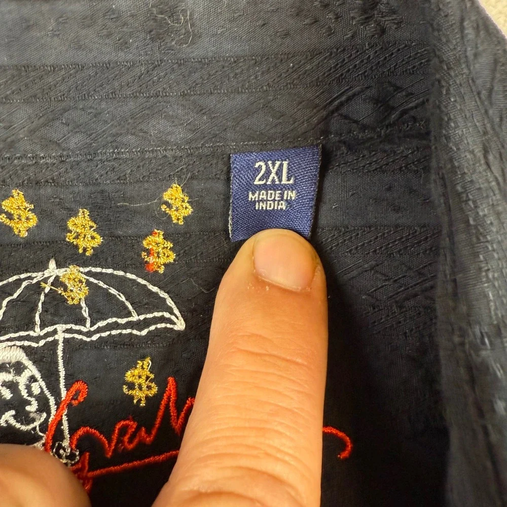 Robert Graham 2XL Black Striped Textured Long Sleeve‎ Button Down Shirt
